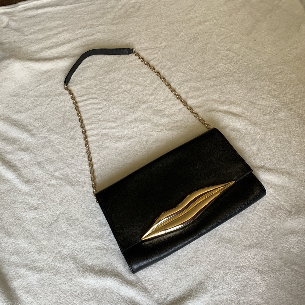 DVF black with gold details shoulder bag